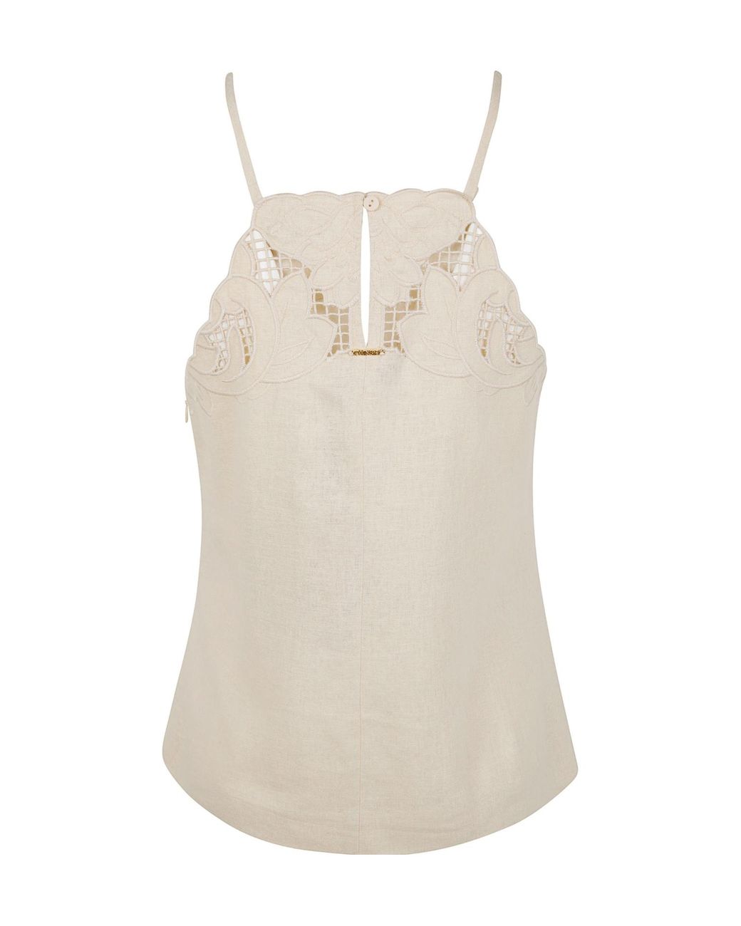 Twinset Natural Embroidered Sleeveless Top