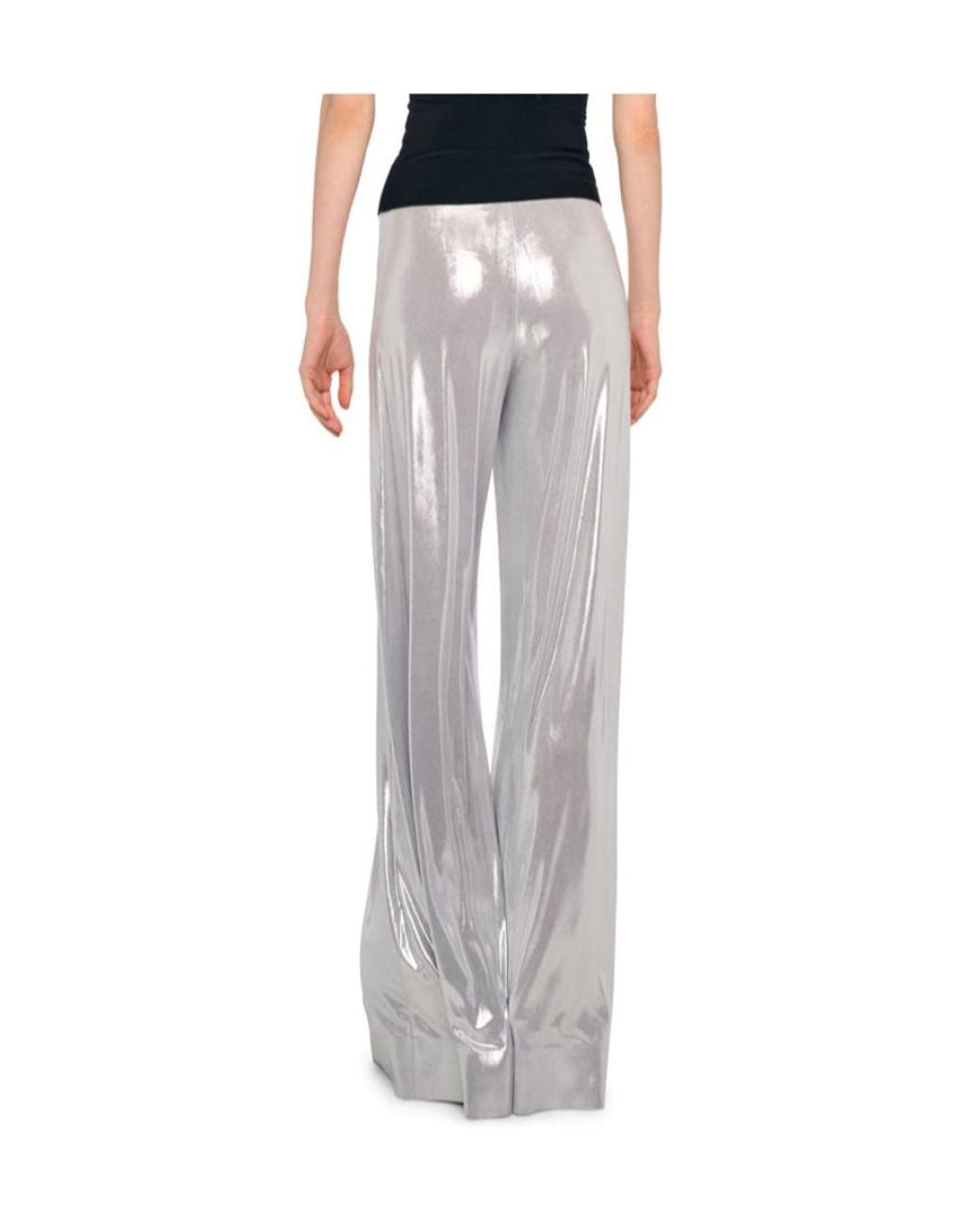 Norma Kamali Gray Bias High-Rise Flared Pants