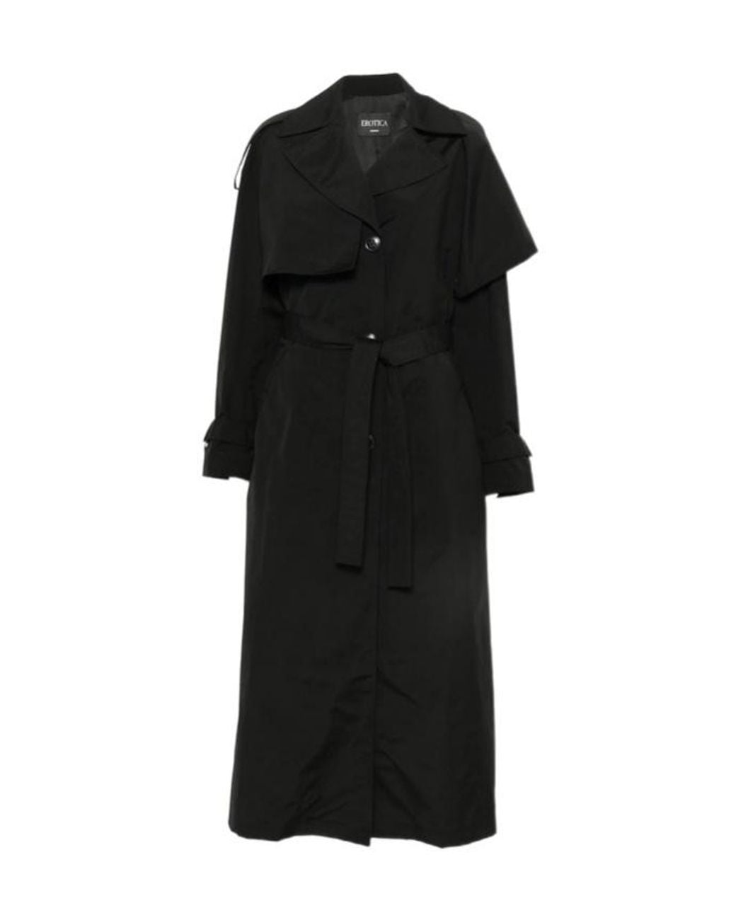 Dondup Black Long-Sleeve Belted Trench Coat