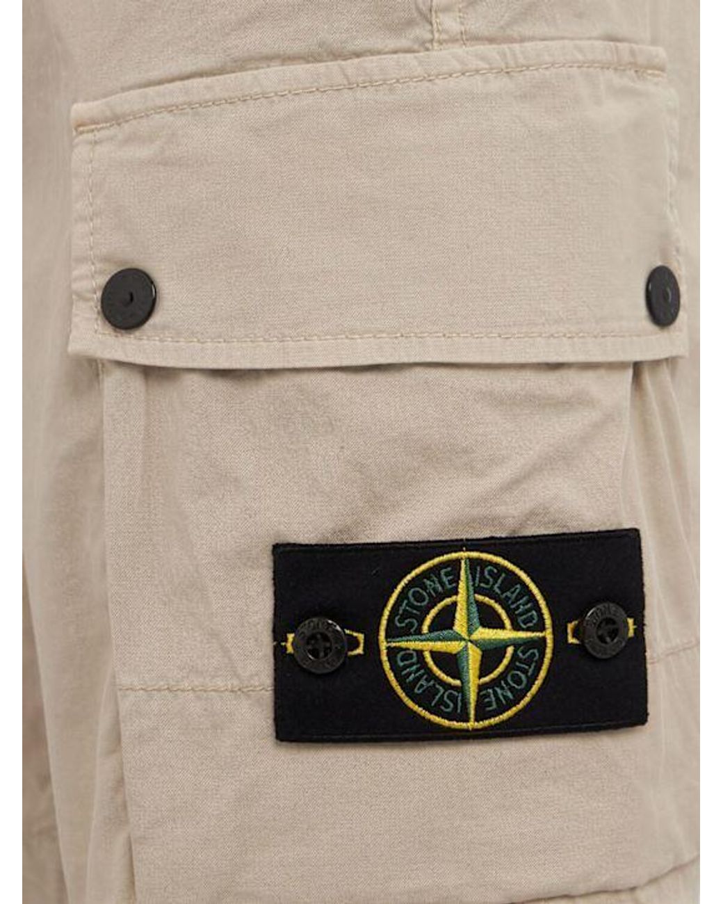 Stone Island Natural Logo Cotton Slim Shorts for men