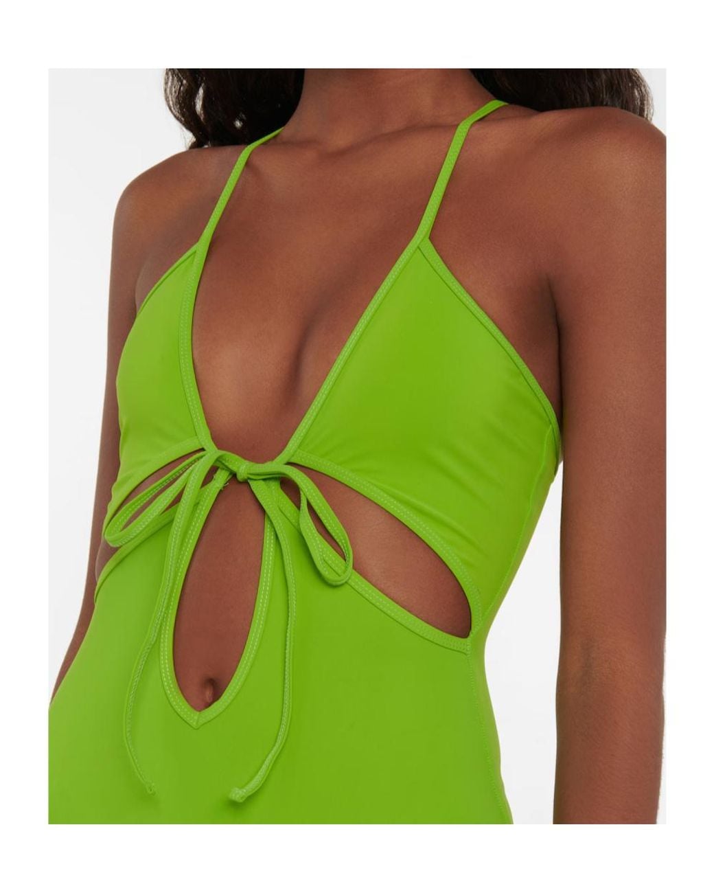 Christopher Esber Green Hollow-Out One-Piece Swimsuit