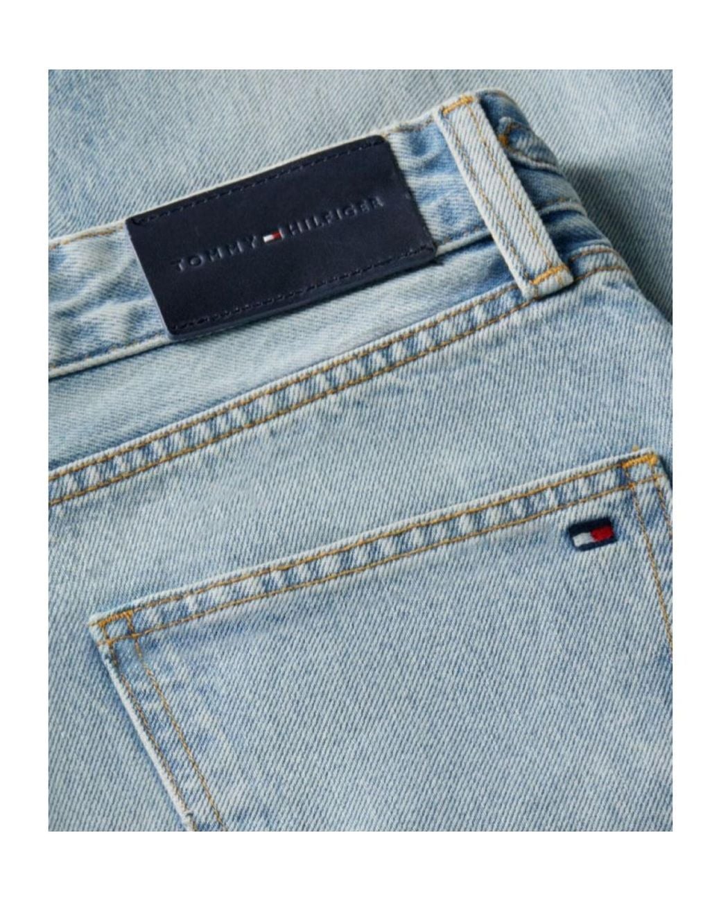 Tommy Hilfiger Blue Logo-Plaque Chain-Link Jeans