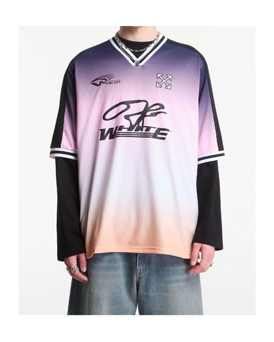 Off-White c/o Virgil Abloh Multicolor Degradé-Effect Soccer T-Shirt for men