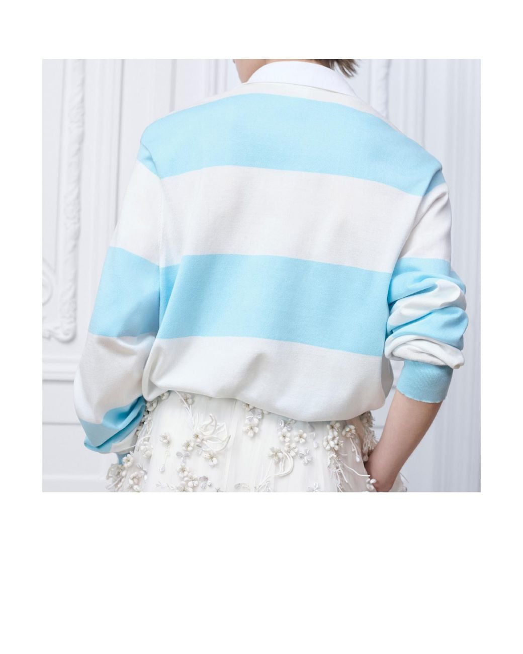 Dior Blue Marinière Long-Sleeved Polo Shirt