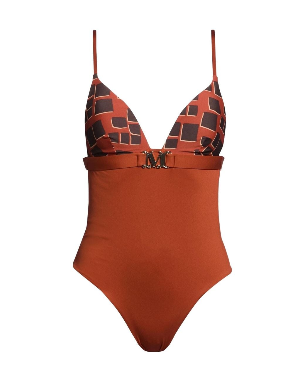 Max Mara Brown Two-Tone Swimsuit