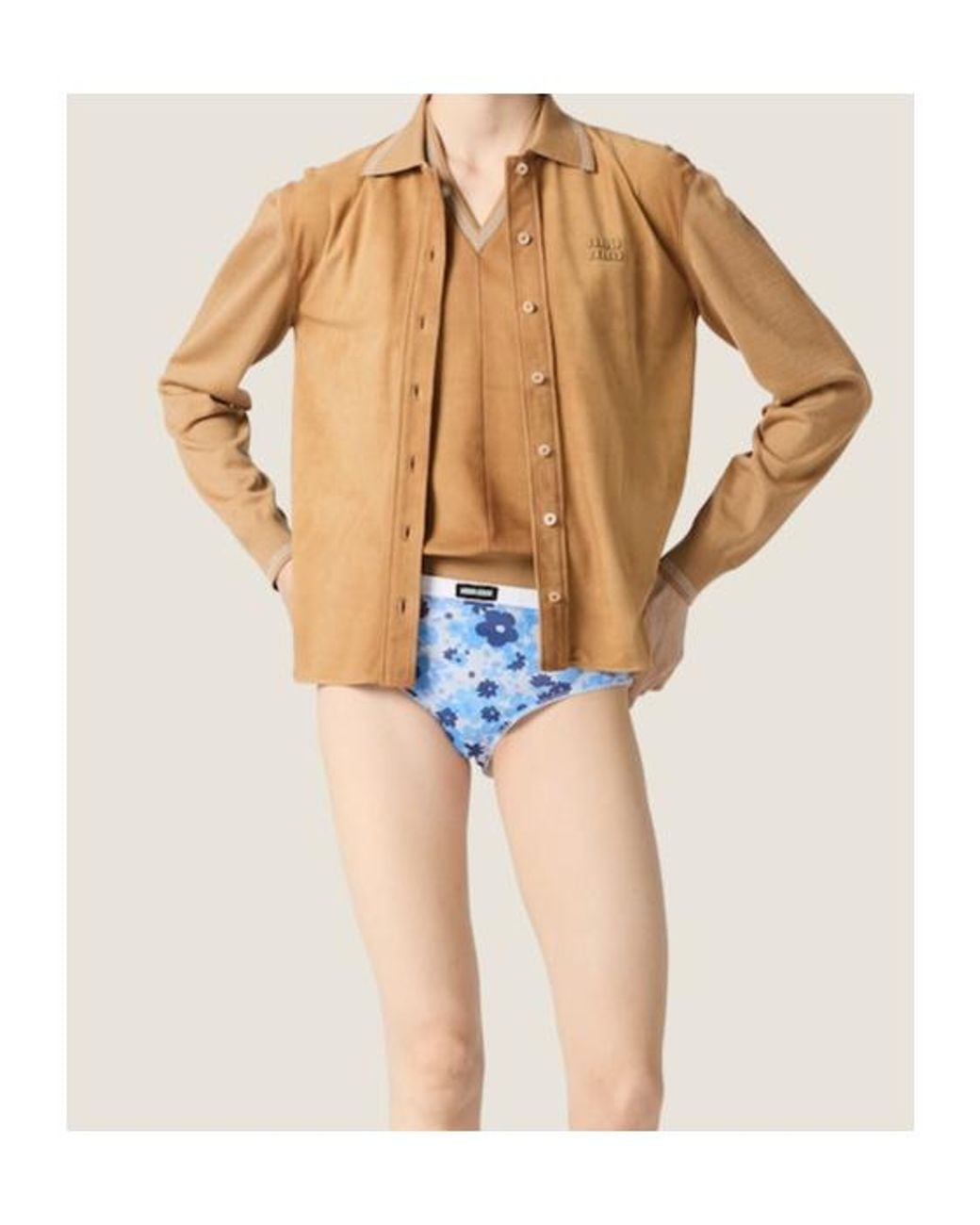 Miu Miu Brown Long-Sleeved Button-Up Shirt
