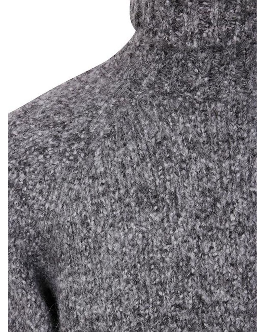 Brunello Cucinelli Gray Roll Neck Long-Sleeved Jumper for men