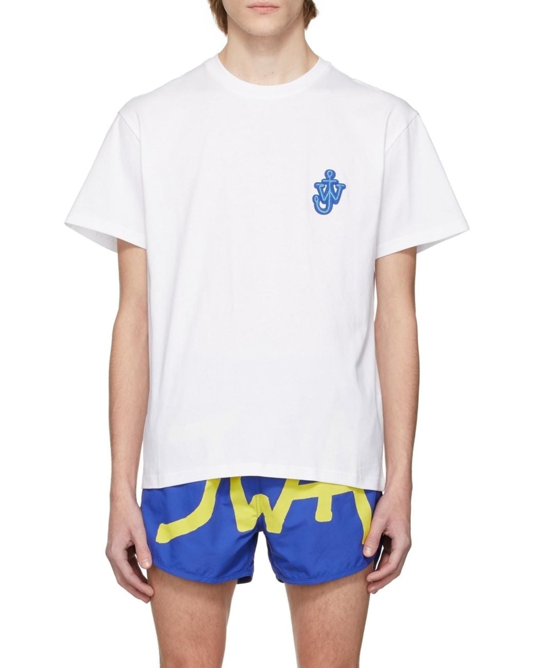 J.W. Anderson White Jw Anderson Logo Embroidered Crewneck T-Shirt for men