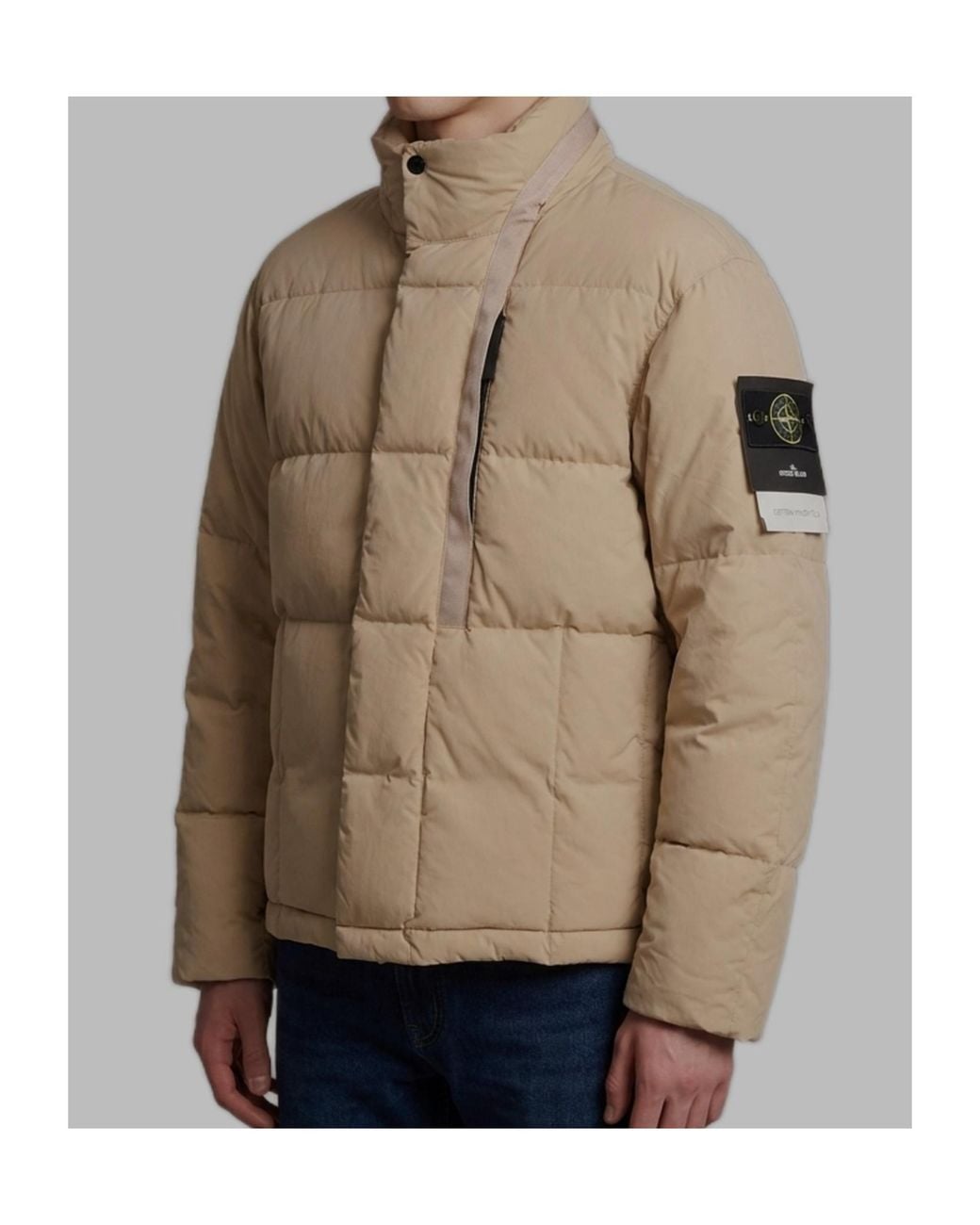 Stone Island Natural Quilted Stand-Collar Down Jacket for men