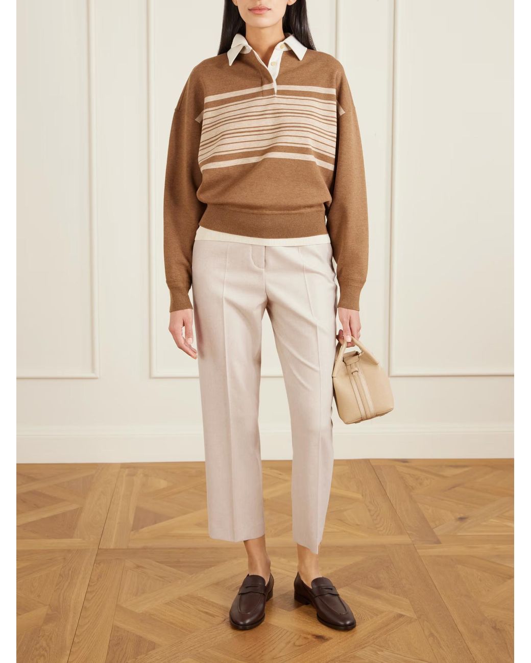 Loro Piana Natural Dermot Wool And Cashmere Blend Casual Pants