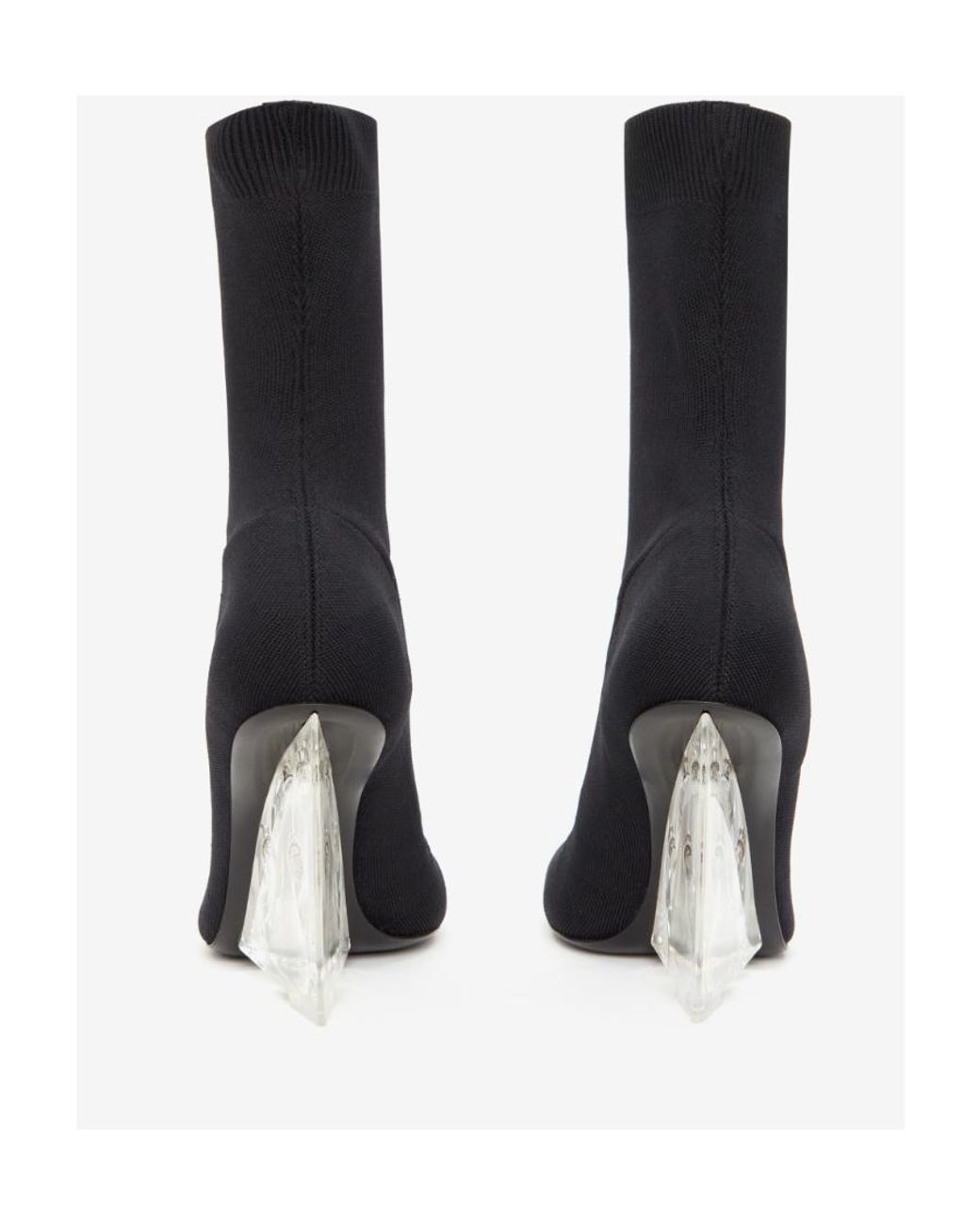 McQueen Black Heeled Slip-On Stretch Boots