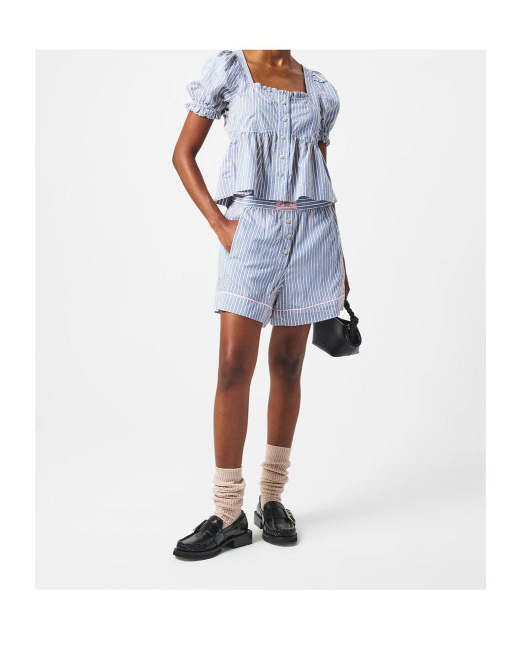Ganni Blue Striped Shorts