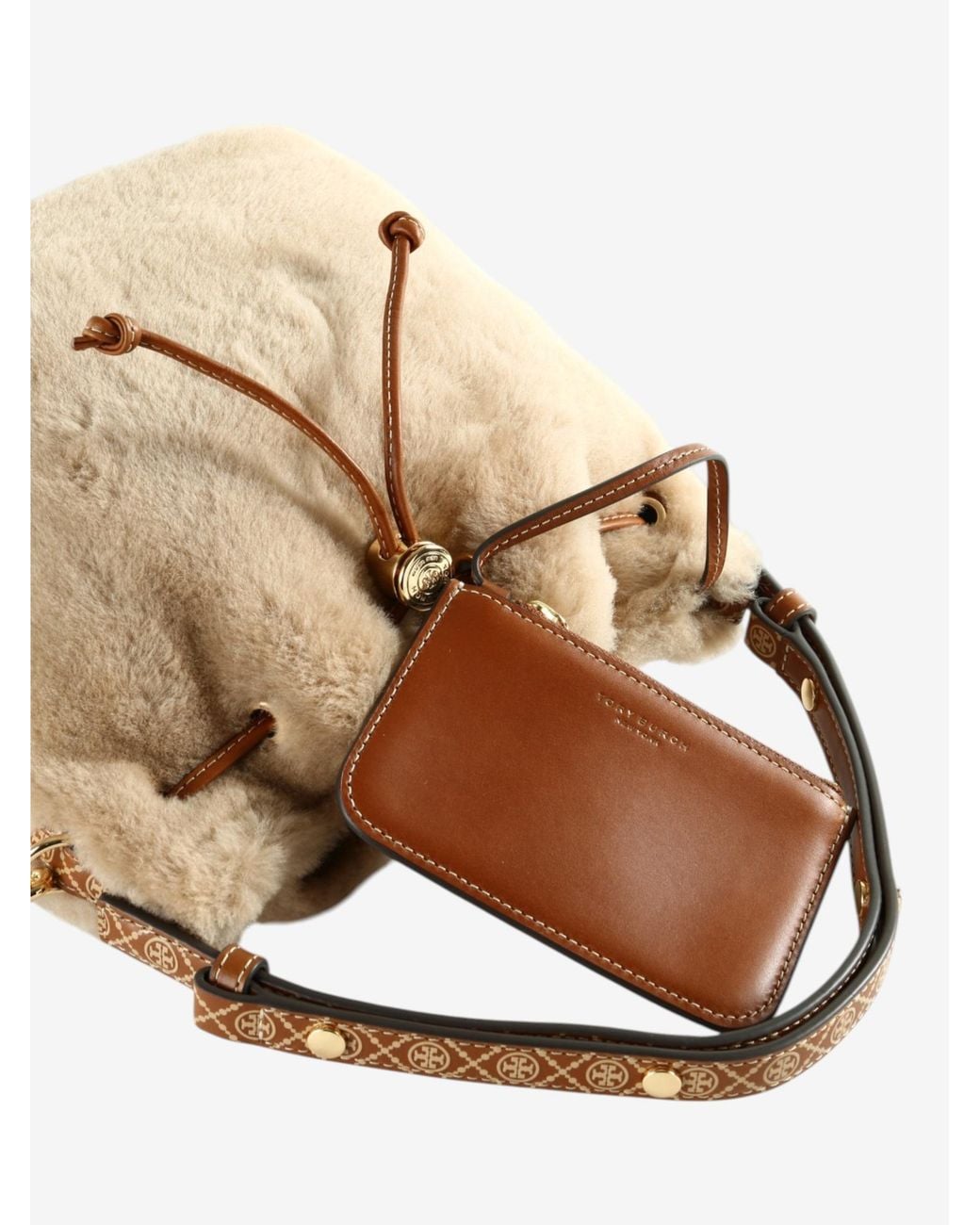 Tory Burch Brown Drawstring Bucket Bag