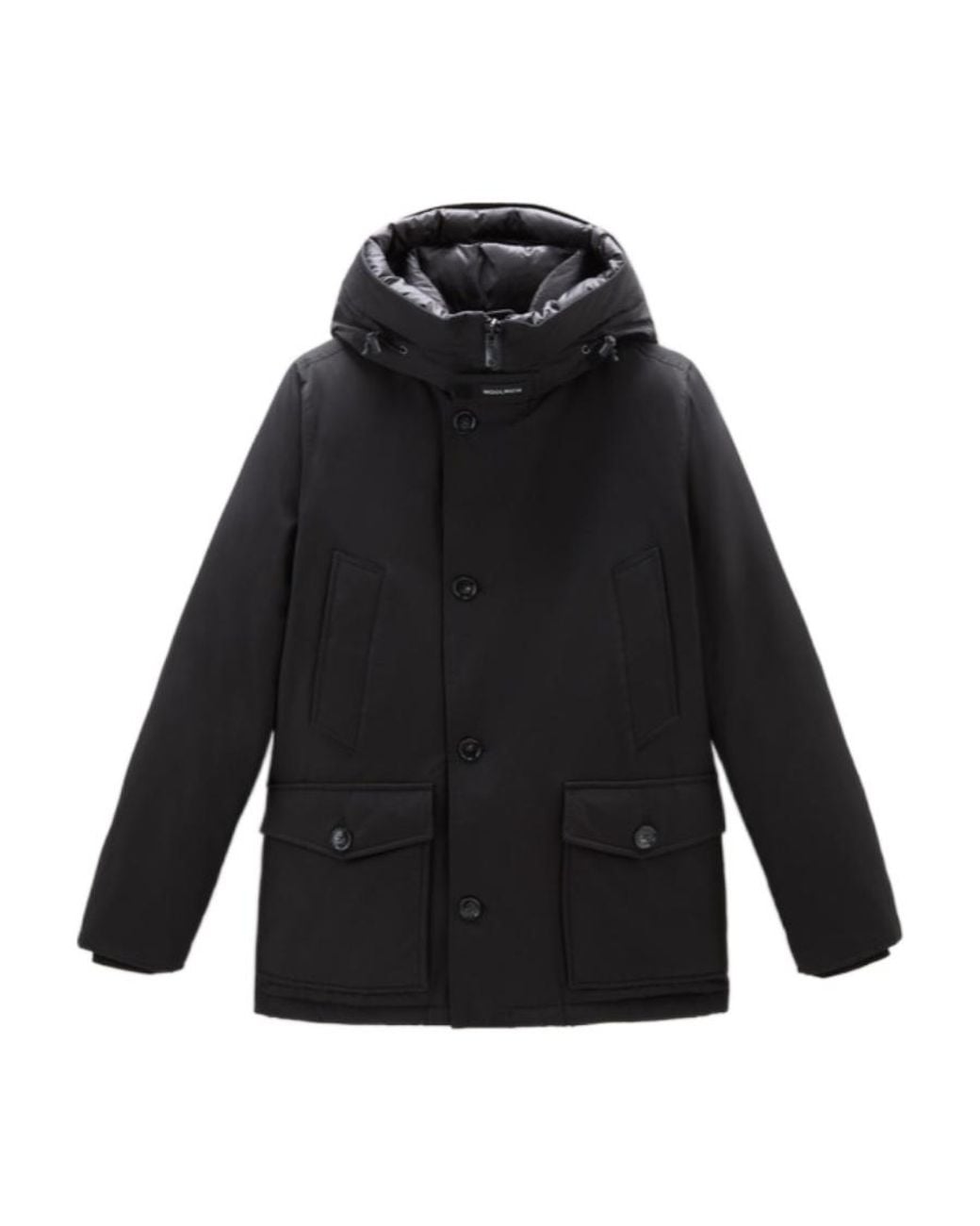 Woolrich Black Arctic Button-Up Padded Jacket for men