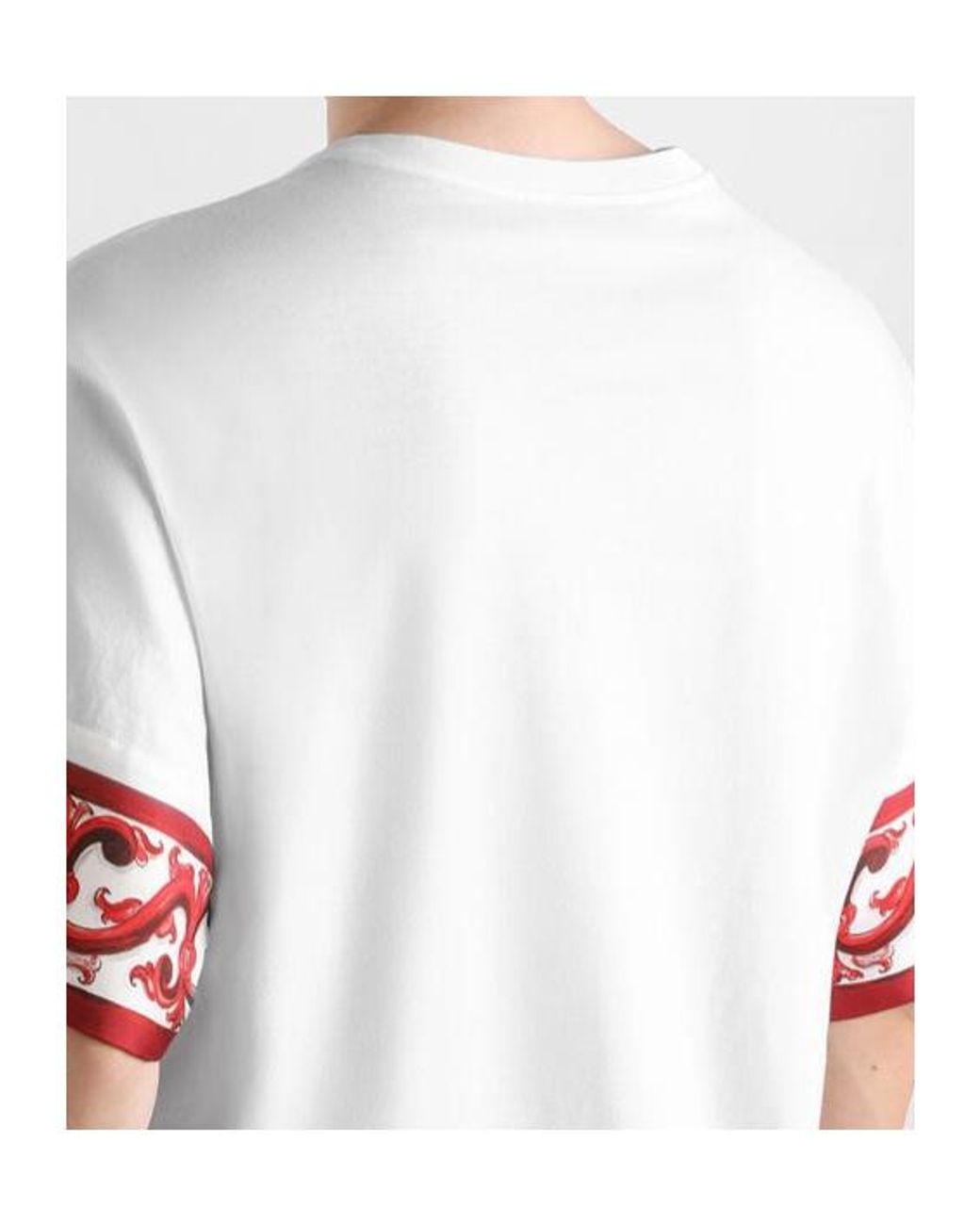 Dolce & Gabbana White Majolica-Printed Crewneck T-Shirt for men