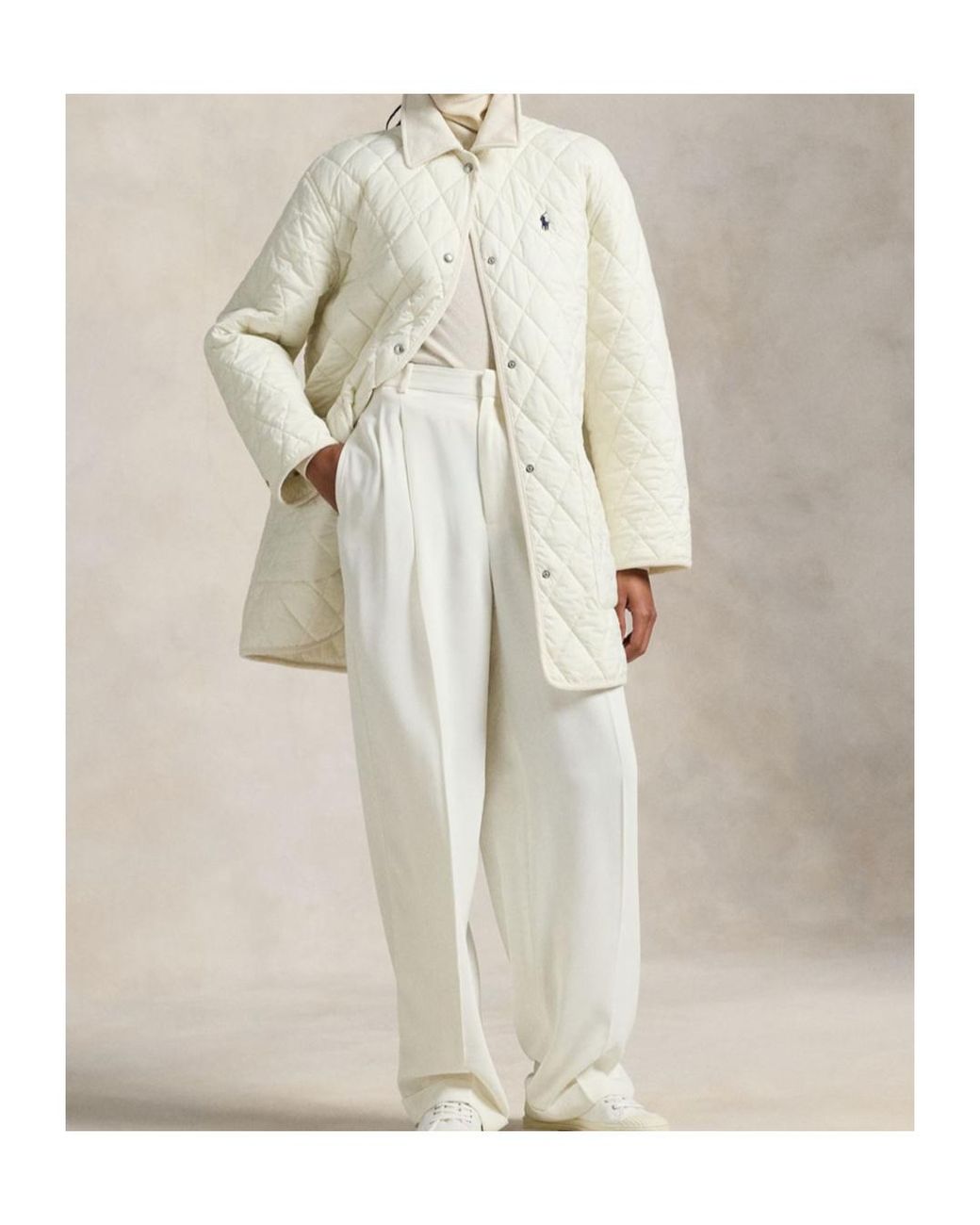 Polo Ralph Lauren White Quilted Slim-Fit Cotton Coat