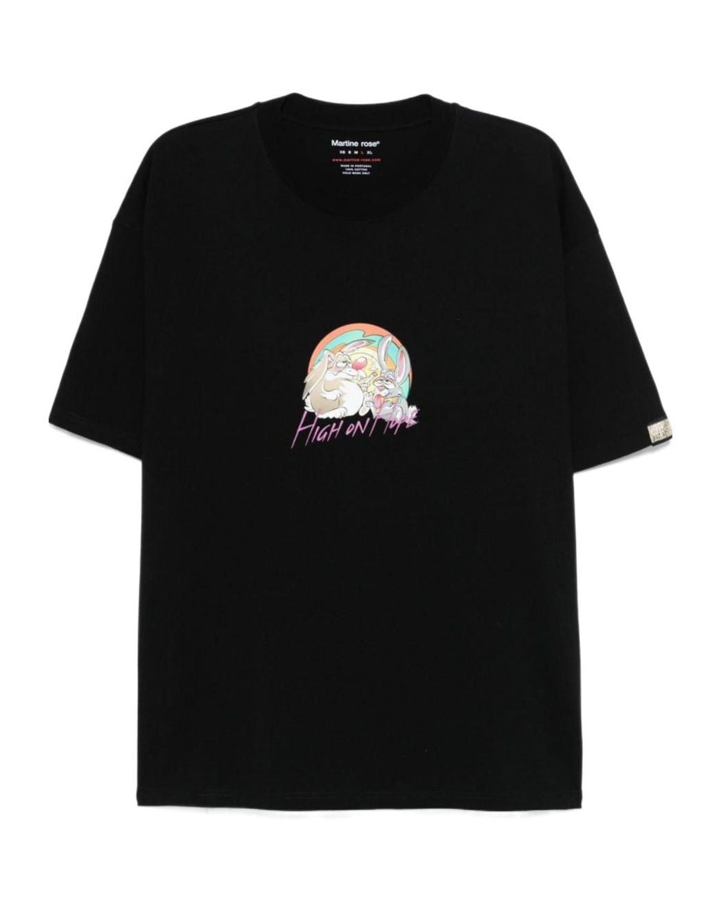 Martine Rose Black Graphic Printed Crewneck T-Shirt for men