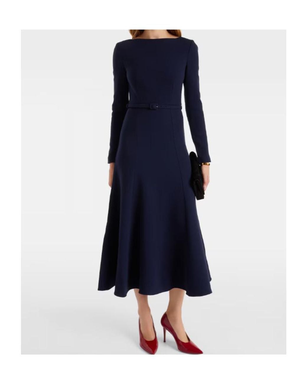 Roland Mouret Blue Belted Wool Crêpe Midi Dress