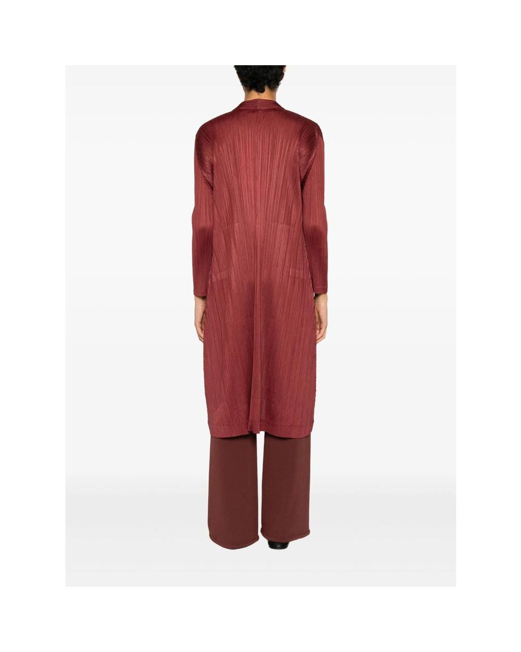 Pleats Please Issey Miyake Red Monthly Colors: October Pleated-Button Coat