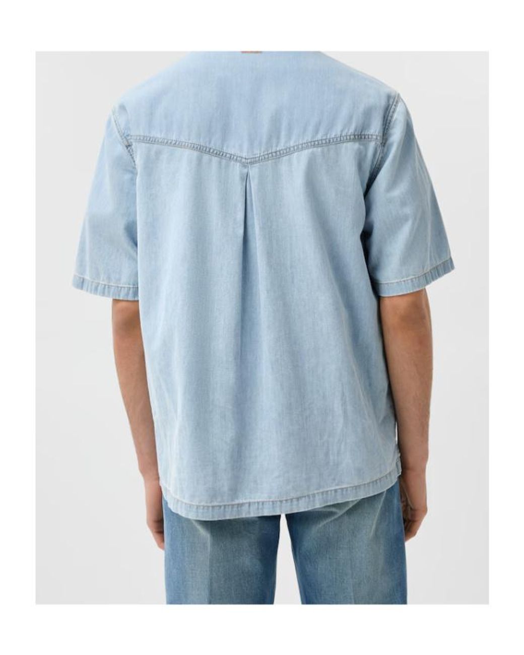 Versace Blue Western Denim Short Sleeved Shirt for men