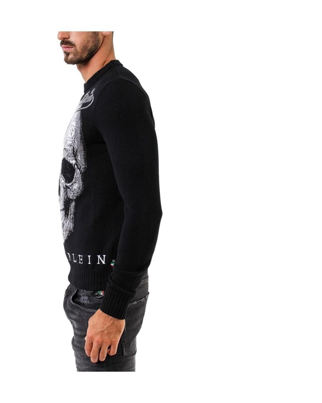 Philipp Plein Black Logo Pullover for men