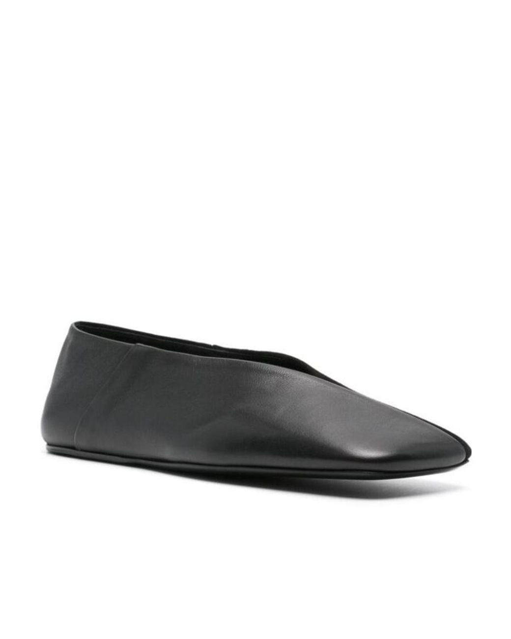 Jil Sander Black Square-Toe Slip-On Ballerina Shoes