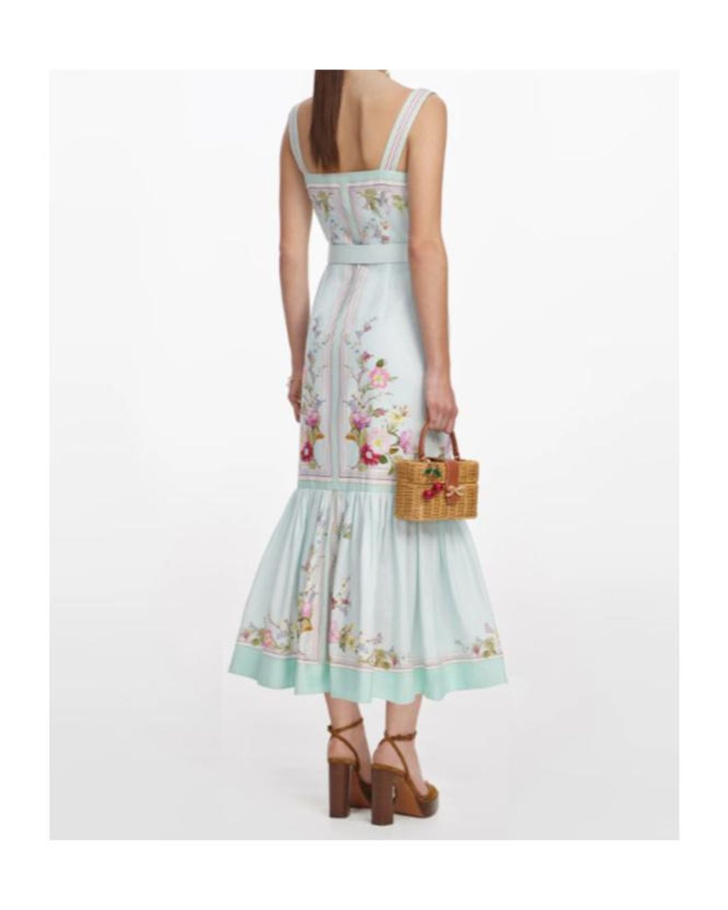 Self-Portrait White Floral Belted Midi Dress