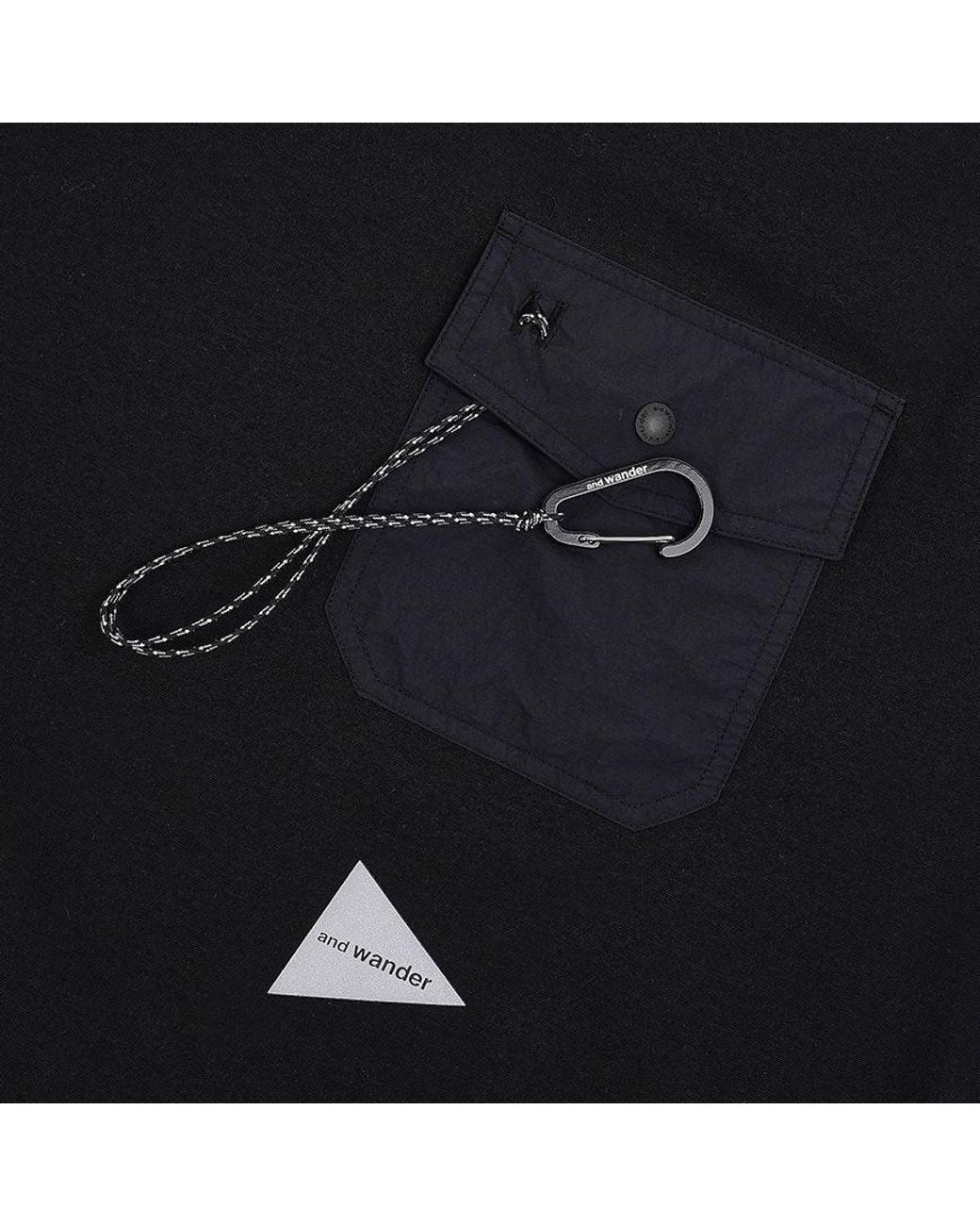 And Wander Black Carabiner Pocket T-Shirt for men