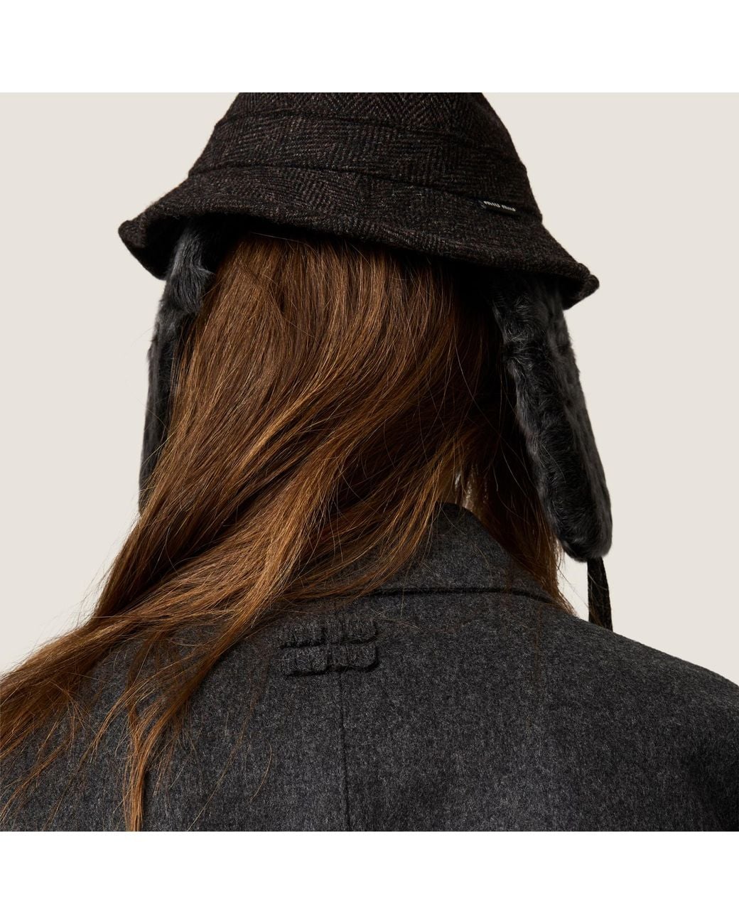 Miu Miu Black Reversible Wool And Chekiang Coat