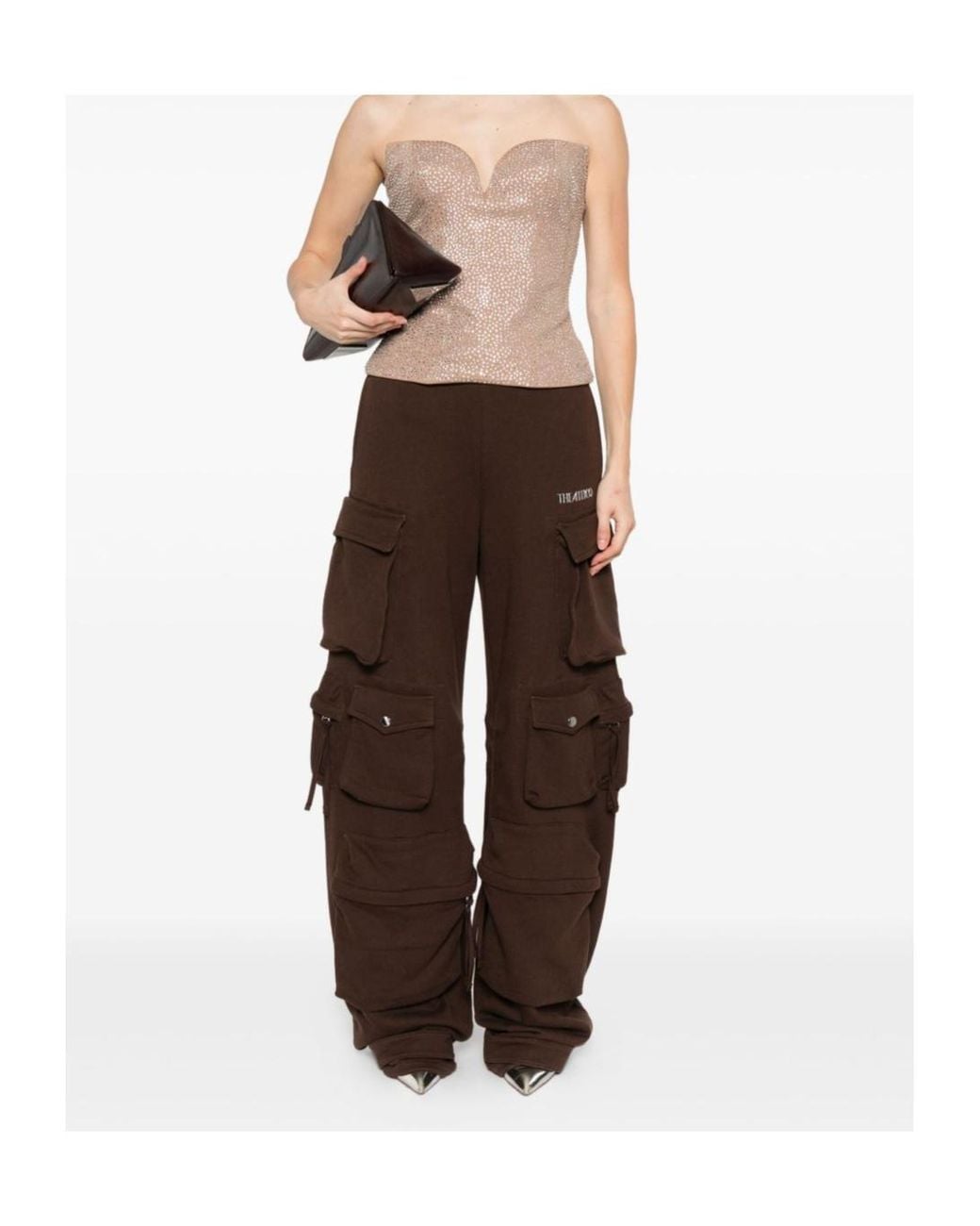 GIUSEPPE DI MORABITO Natural Embellished Strapless Top