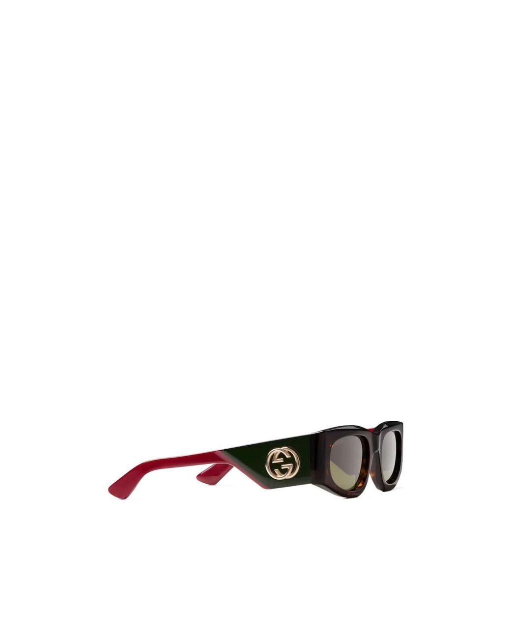 Gucci Green Eyewear Rectangle Frame Sunglasses