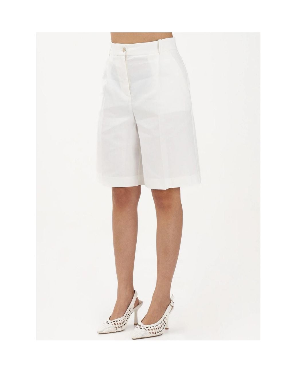 Pinko White Tailored Bermuda Shorts