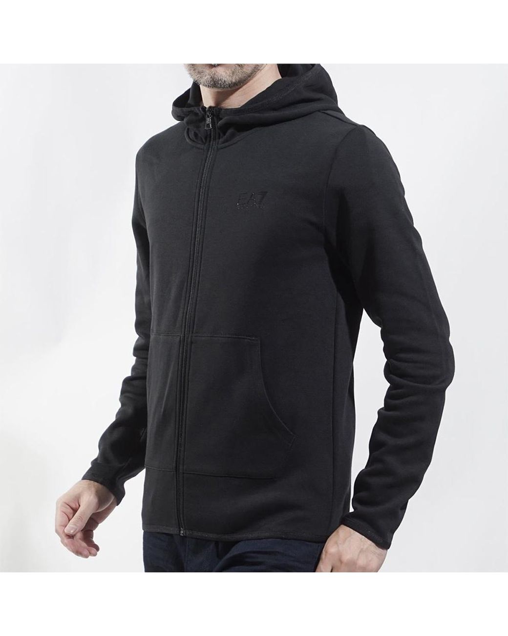 EA7 Blue Long-Sleeved Zipper Casual Jacket for men