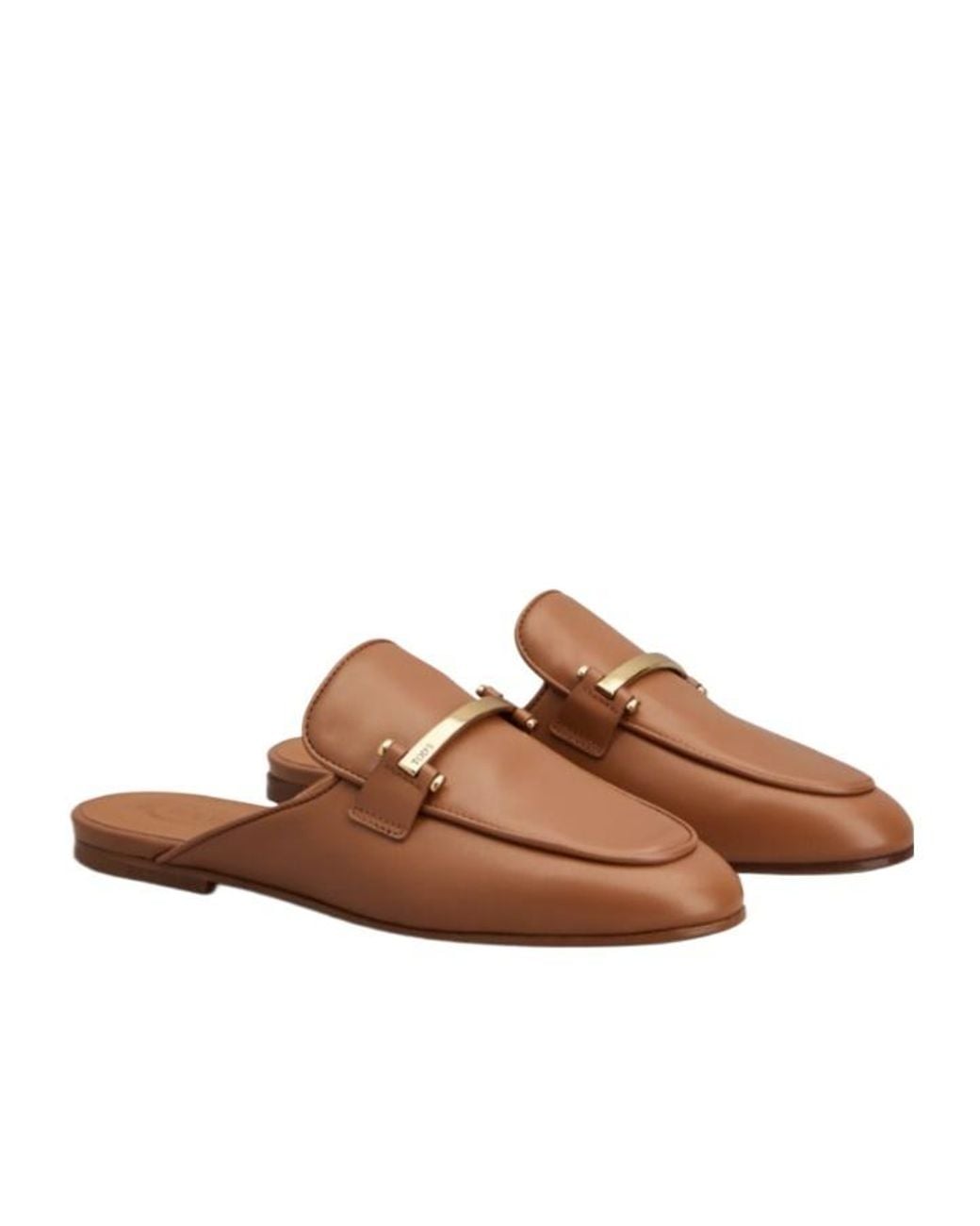 Tod's Brown Logo Engraved Slip-On Mules