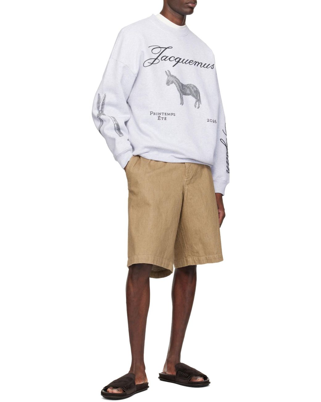 Jacquemus White Logo Printed Crewneck Sweatshirt for men