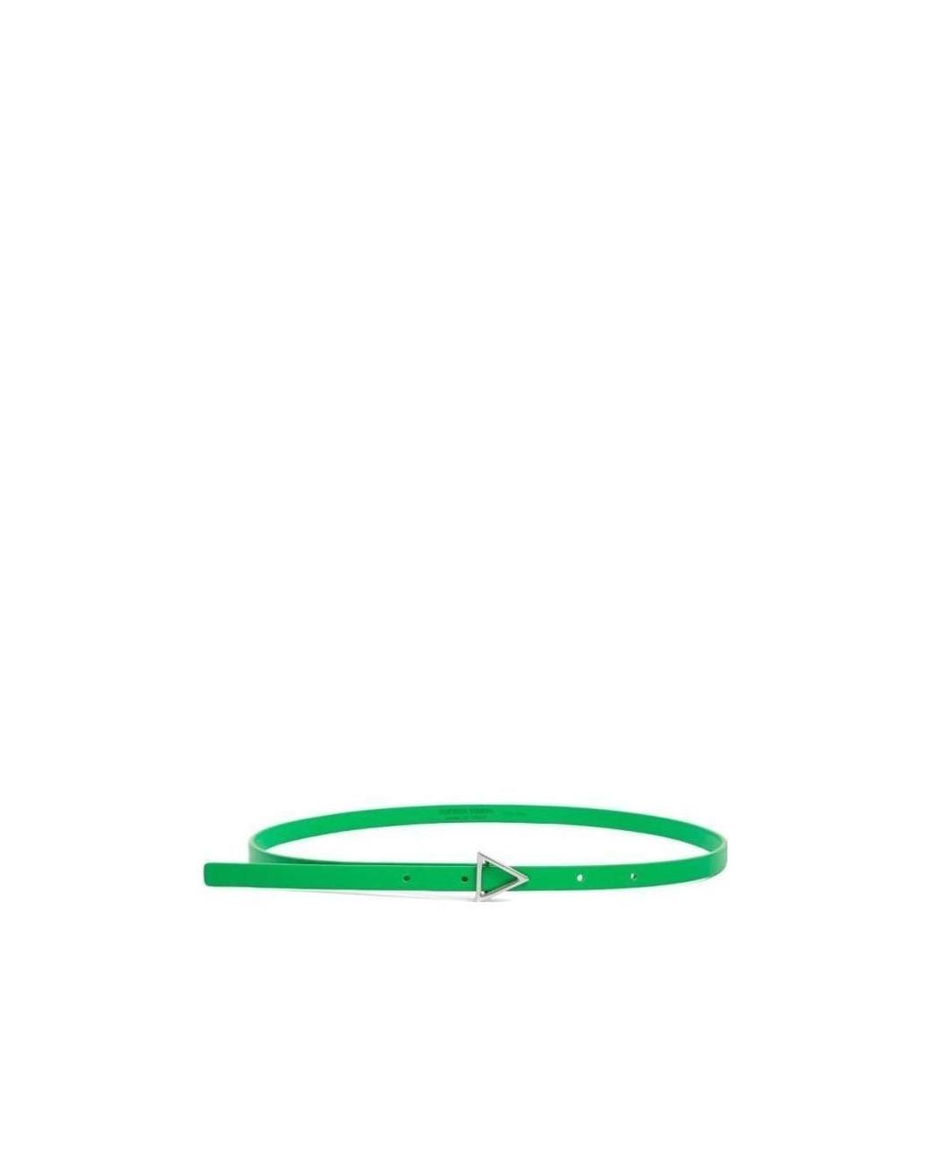 Bottega Veneta Green Triangle-Buckle Thin Belt