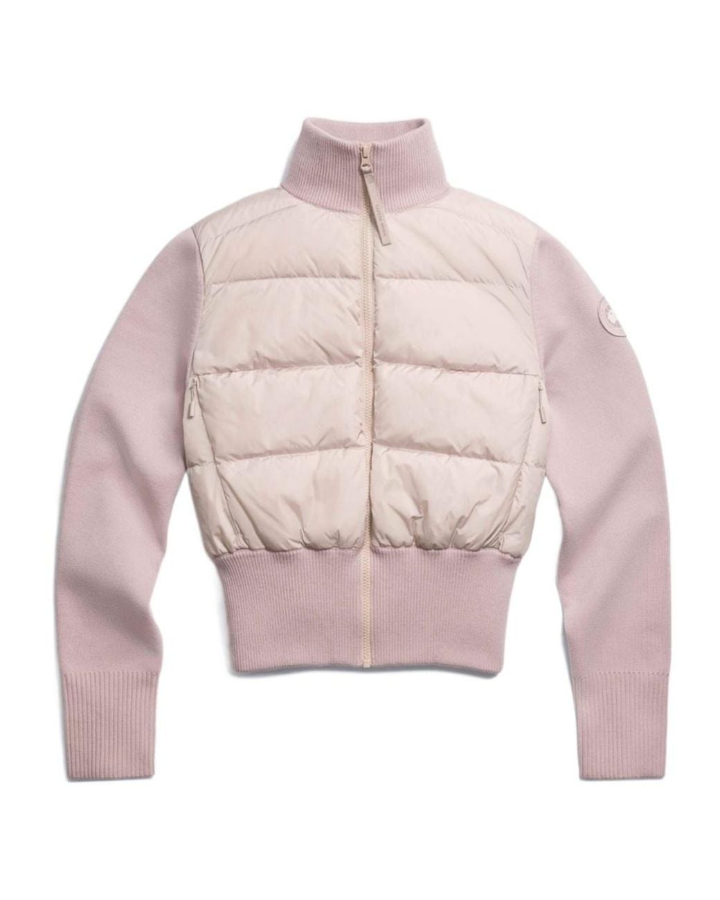 Canada Goose Pink Hybridge Wide Quilt Knit Jacket Tonal Disc