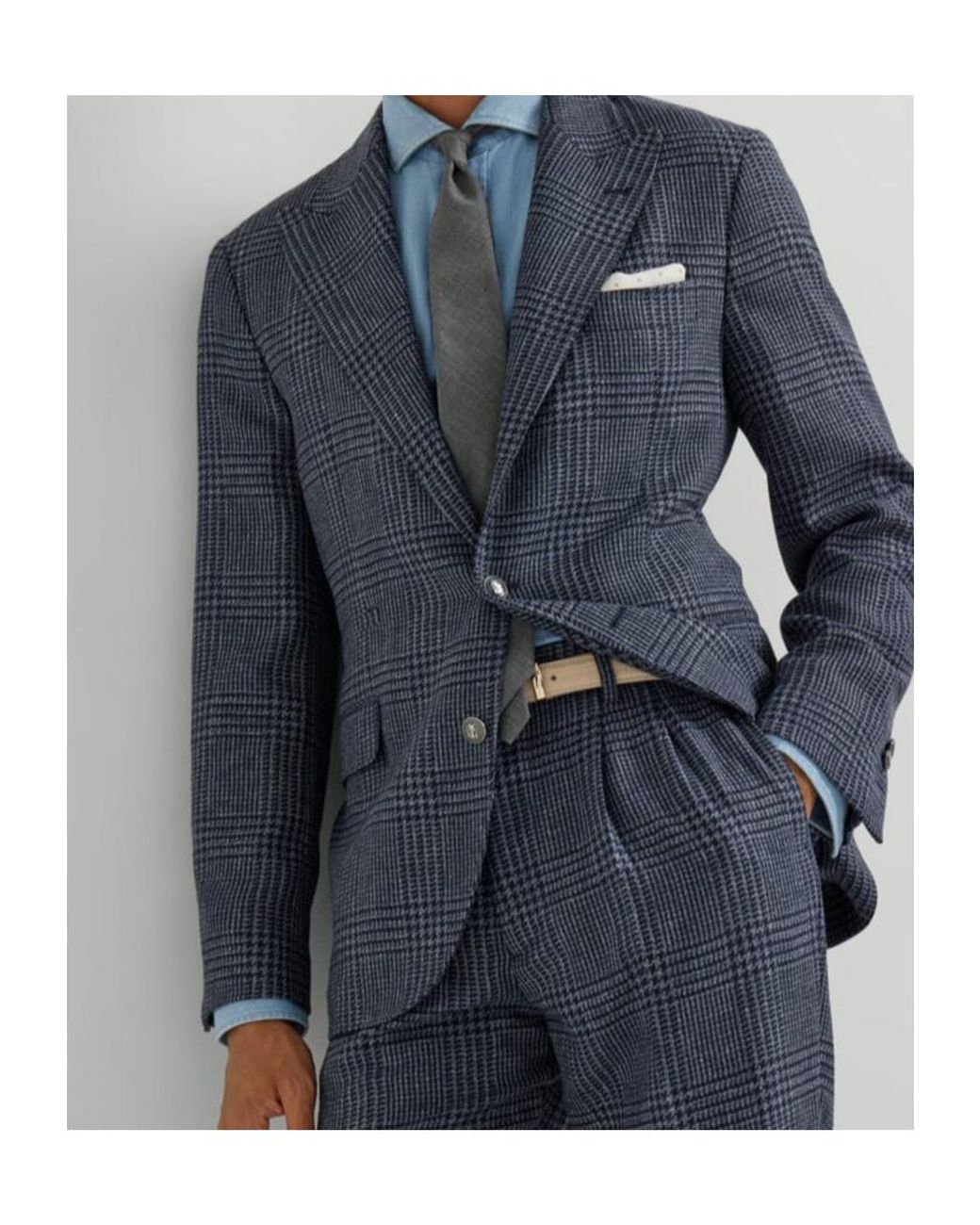 Brunello Cucinelli Blue Prince Of Wales Check Blazer for men