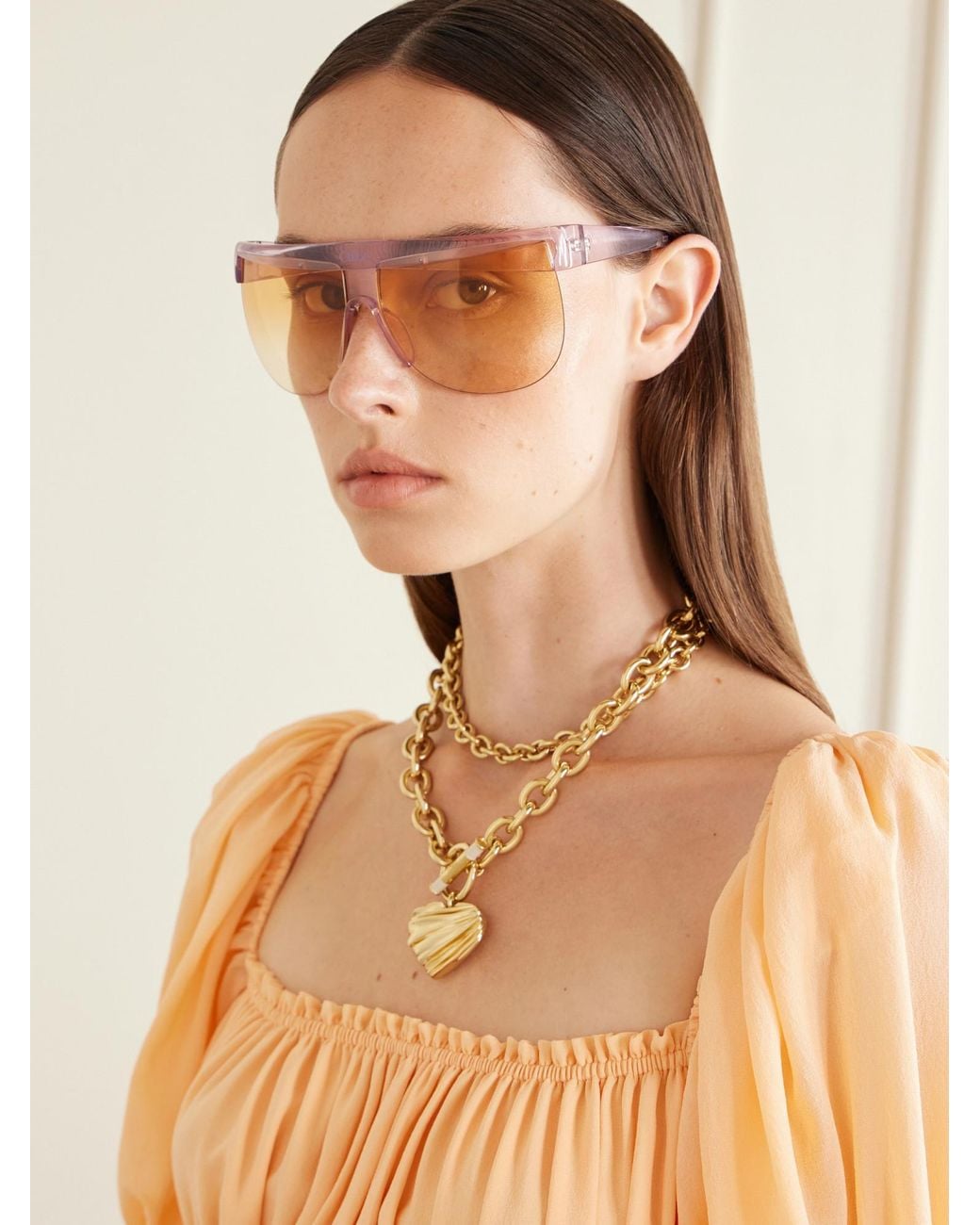 Chloé White Chloé Eyewear Explorer Geometric-Frame Logo Lettering Sunglasses