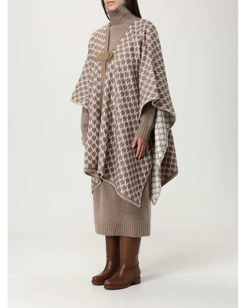 Max Mara Natural Editti All-Over Patterned Cape