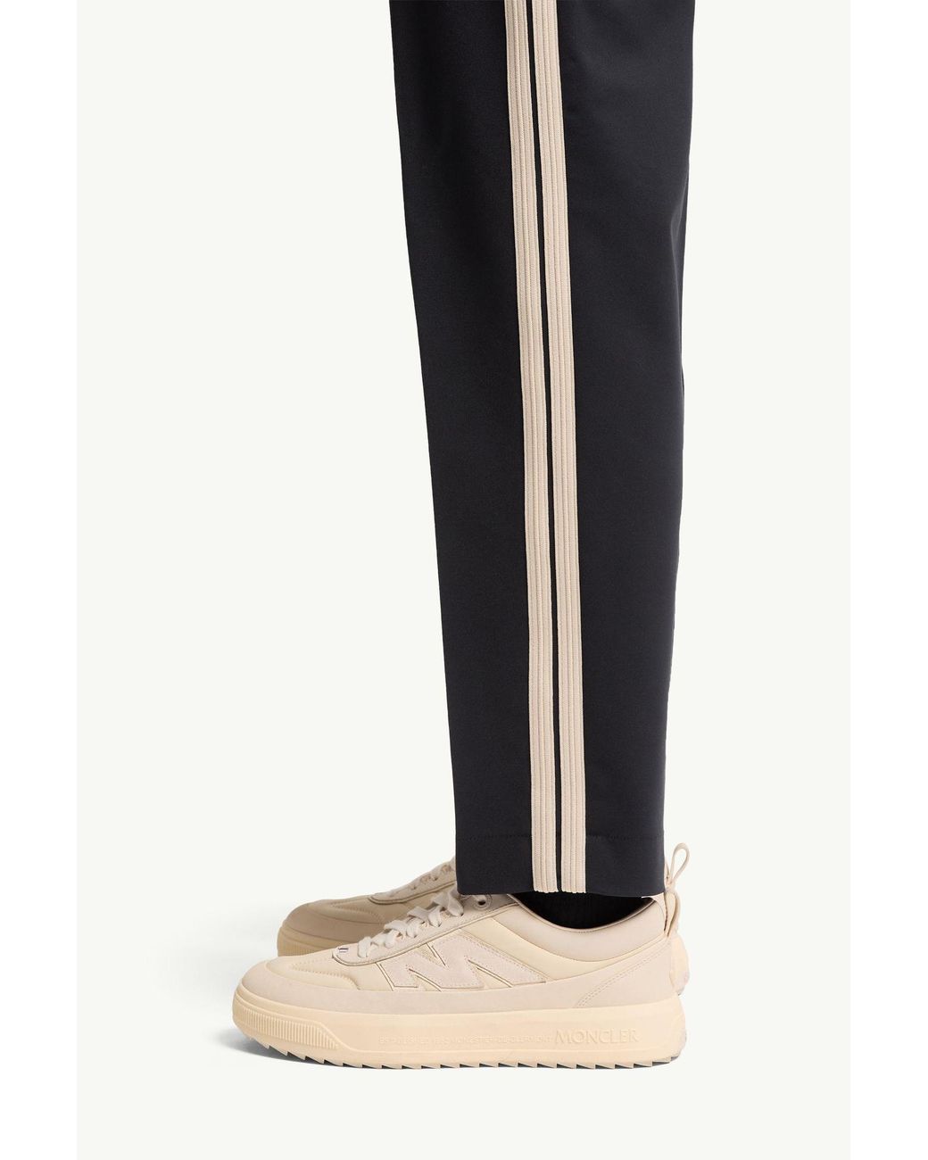 Moncler Blue Logo Patch Stripe Detailed Trousers for men