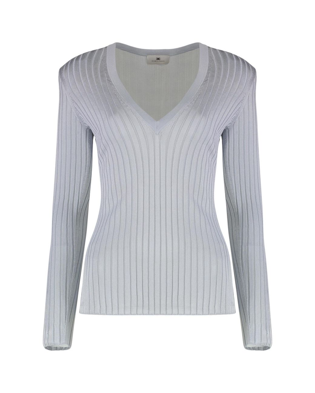 Elisabetta Franchi Blue Long-Sleeved V-Neck Jumper
