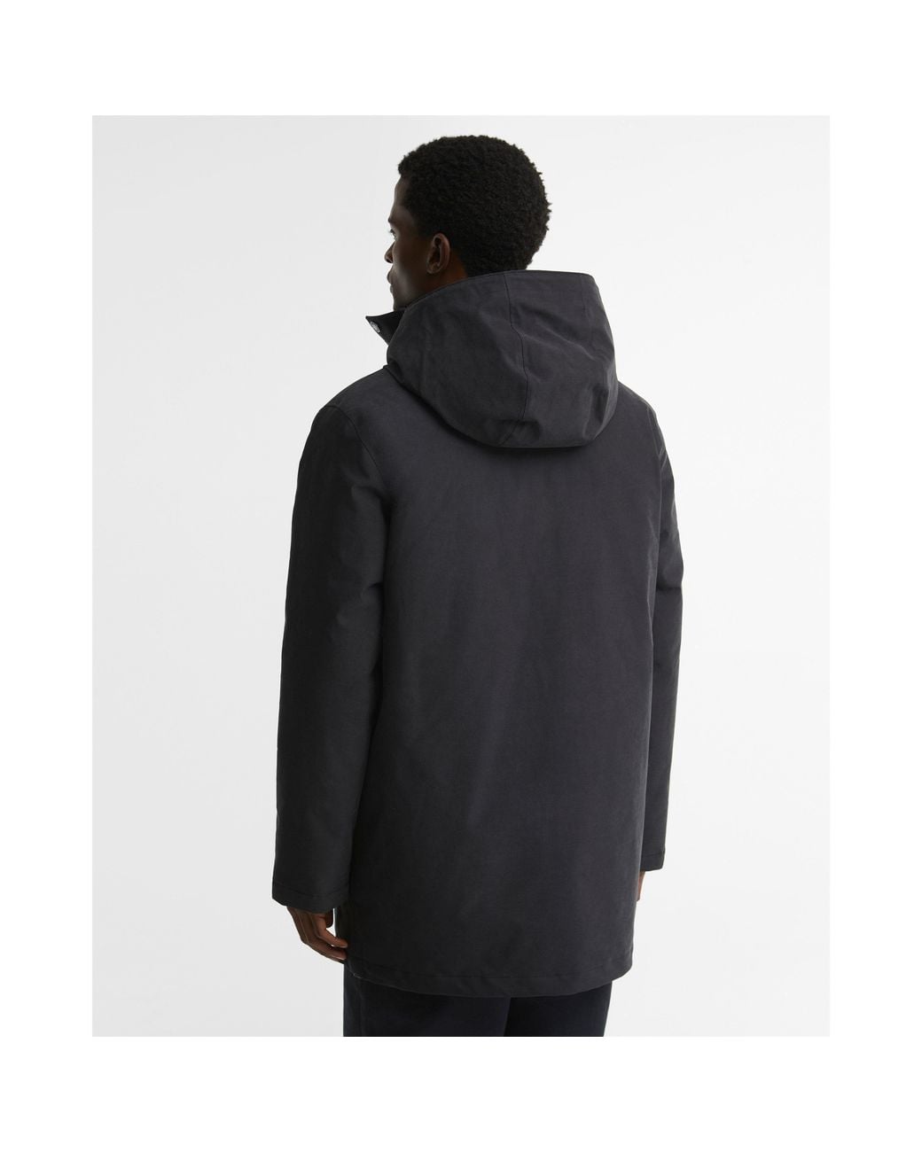 Barbour Black Hooded Long Coat for men