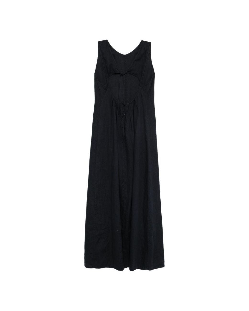 Aspesi Black Cut-Out Tie-Fastening Maxi Dress