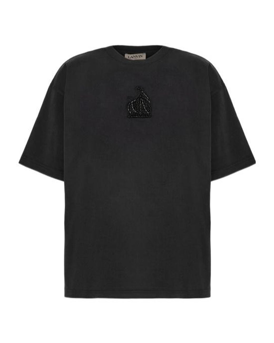 Lanvin Black Mother And Daughter Embroidered Jersey T-Shirt