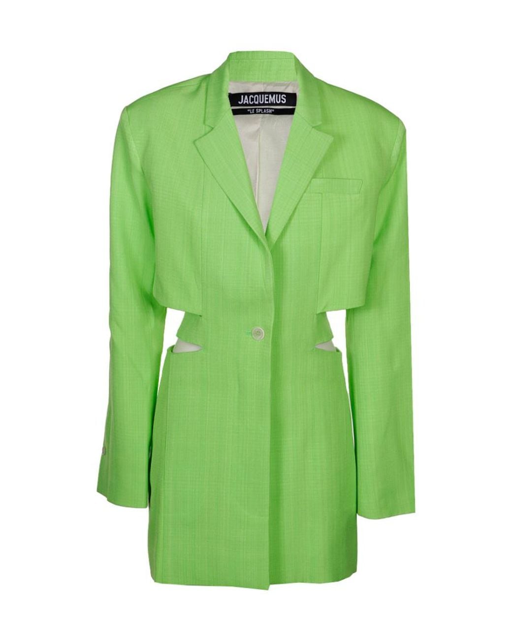 Jacquemus Green Bari Neon Cutout Woven Mini Dress