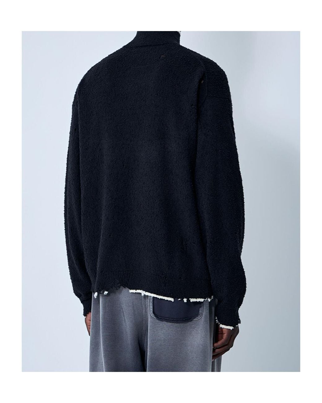 Maison Mihara Yasuhiro Blue Quarter Zip-Up Distressed Jumper for men