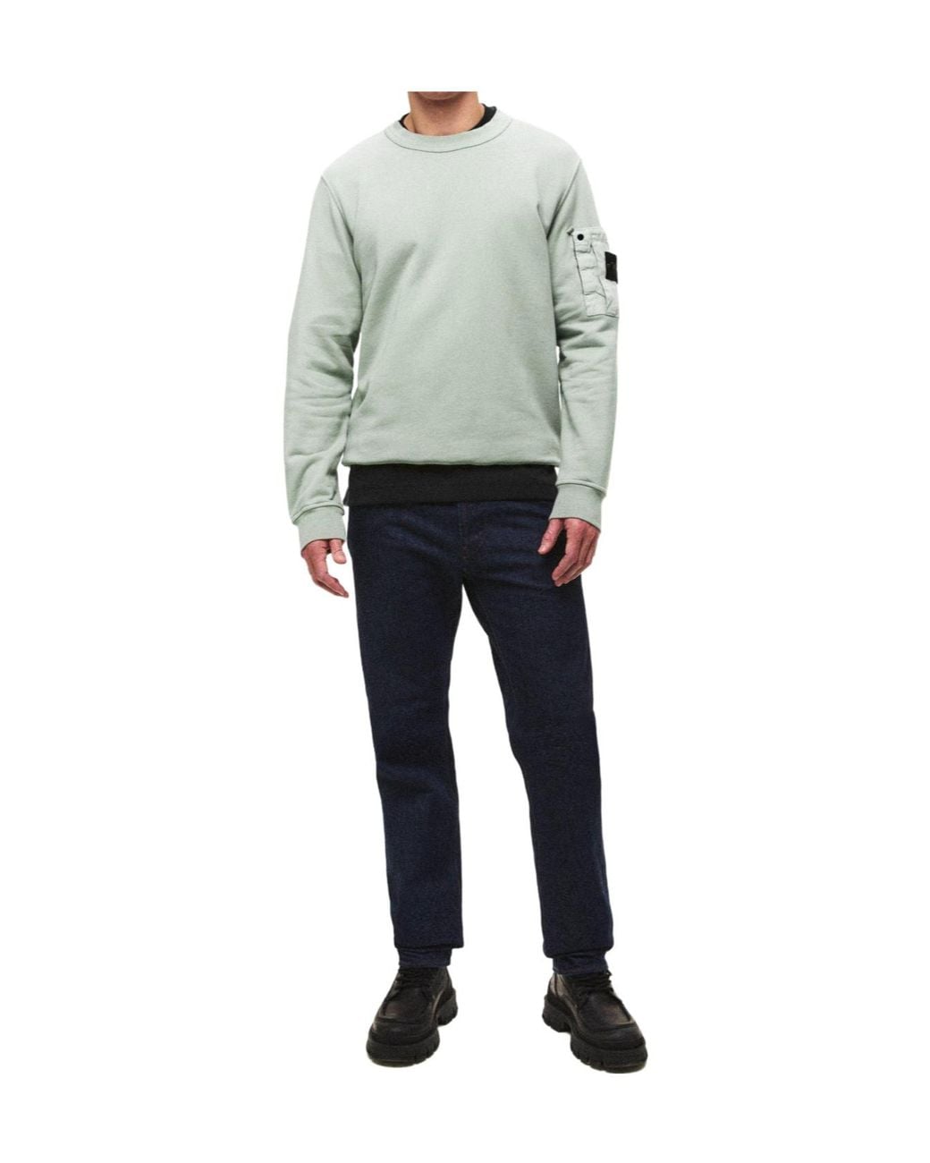 Stone Island Green Long-Sleeve Crew Neck Sweatshirt for men