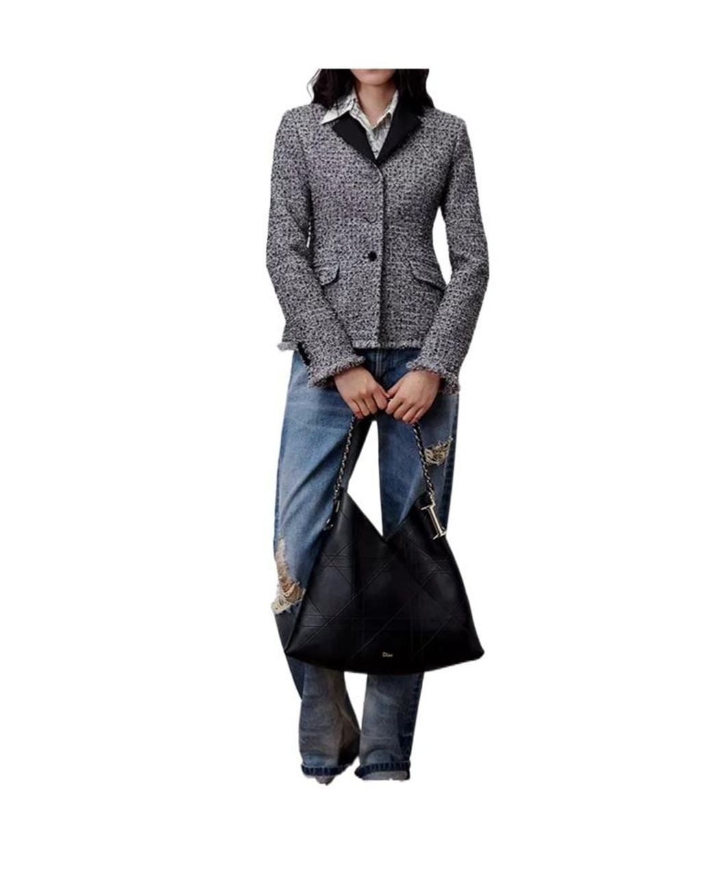 Dior Black Medium Initials Hobo Bag