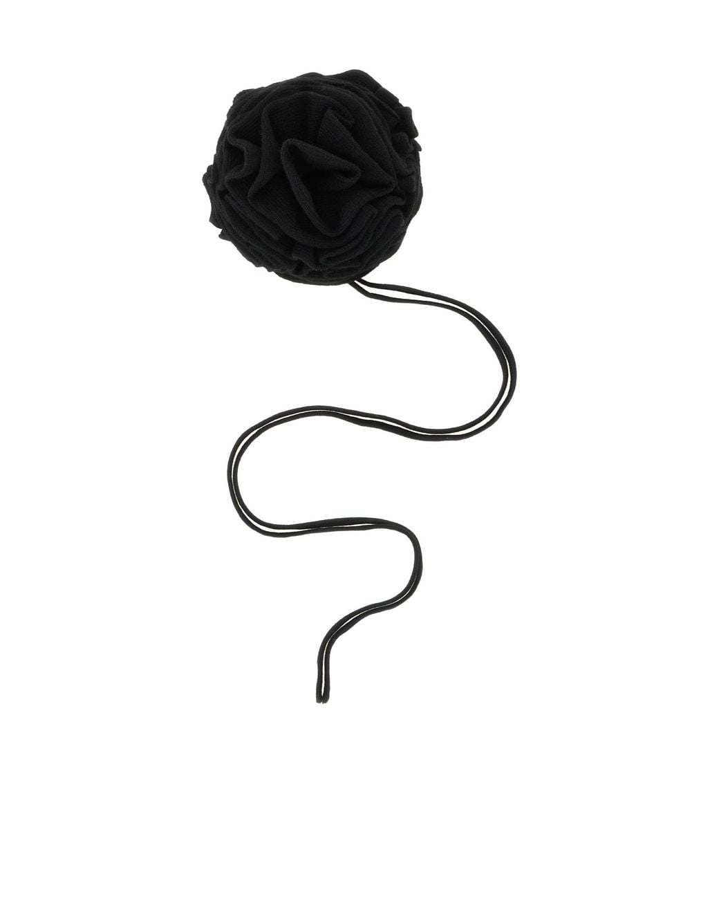 Nude Black Knitted Brooch With Lace